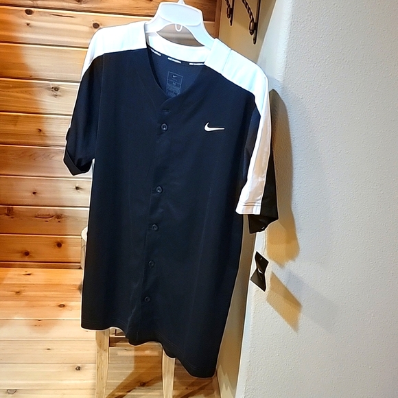 Nike Shirts Full Button Up Embroidered Nike Swoosh Baseball Jersey